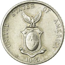 Moeda, Filipinas, 10 Centavos, 1945, EF(40-45), Prata, KM:181