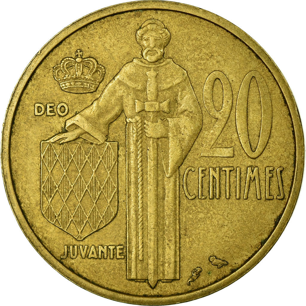 Moneda, Mónaco, Rainier III, 20 Centimes, 1962, BC+, Aluminio - bronce, KM:143