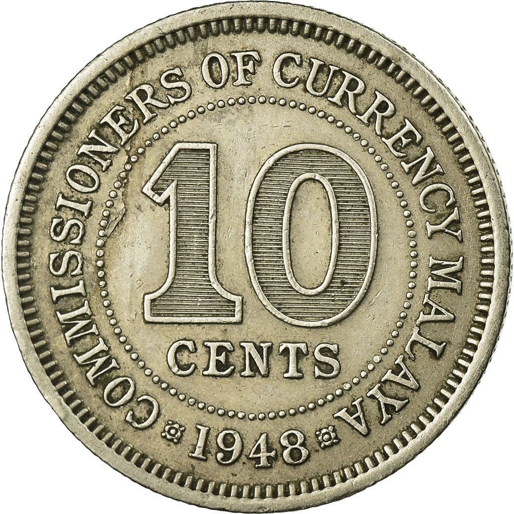 Coin, MALAYA, 10 Cents, 1948, VF(30-35), Copper-nickel, KM:8