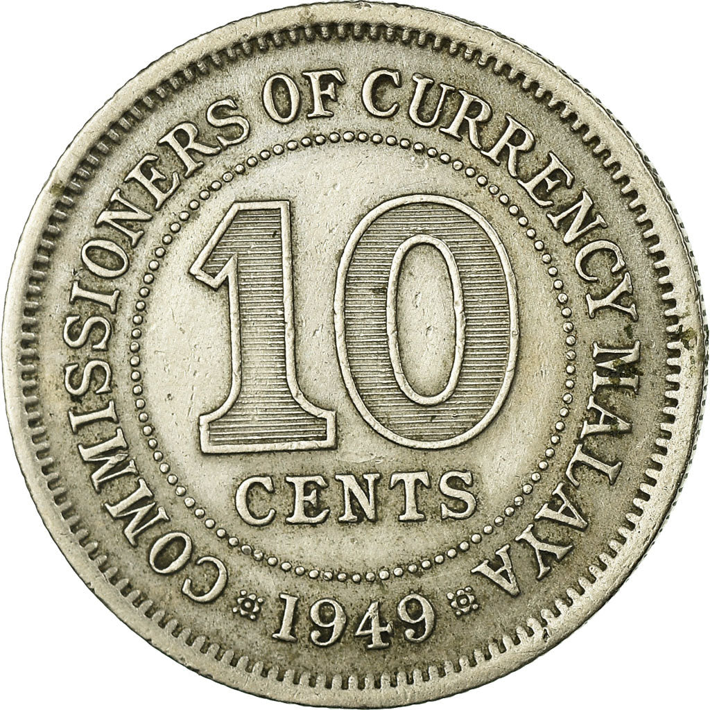 Coin, MALAYA, 10 Cents, 1949, VF(30-35), Copper-nickel, KM:8