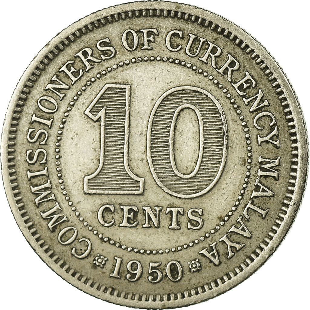 Coin, MALAYA, 10 Cents, 1950, VF(30-35), Copper-nickel, KM:8
