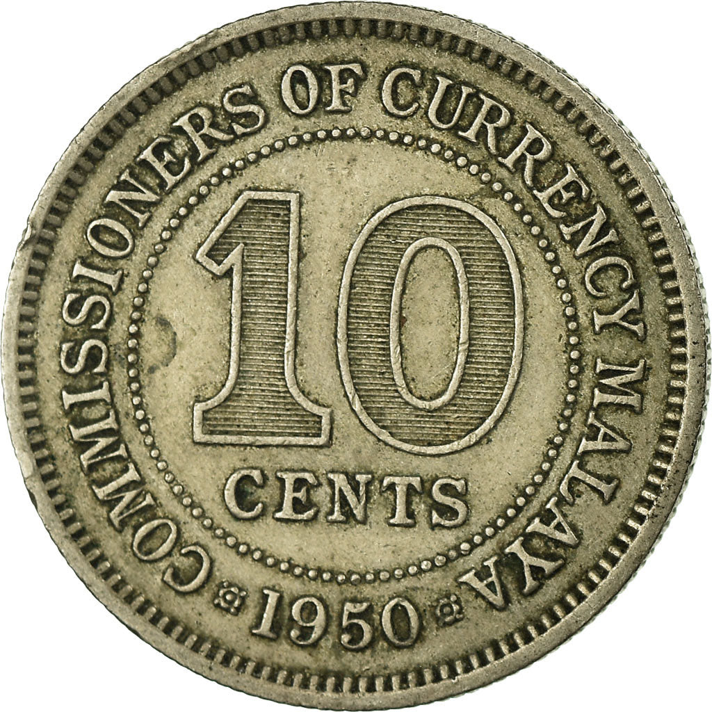 Coin, MALAYA, 10 Cents, 1950, VF(30-35), Copper-nickel, KM:8
