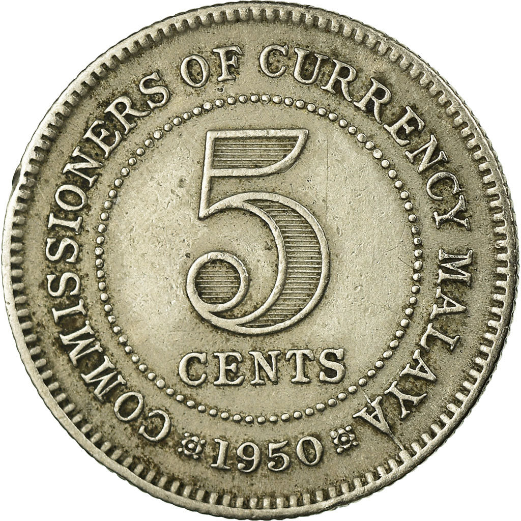Moeda, MALAIA, 5 Cents, 1950, VF(30-35), Cobre-níquel, KM:7