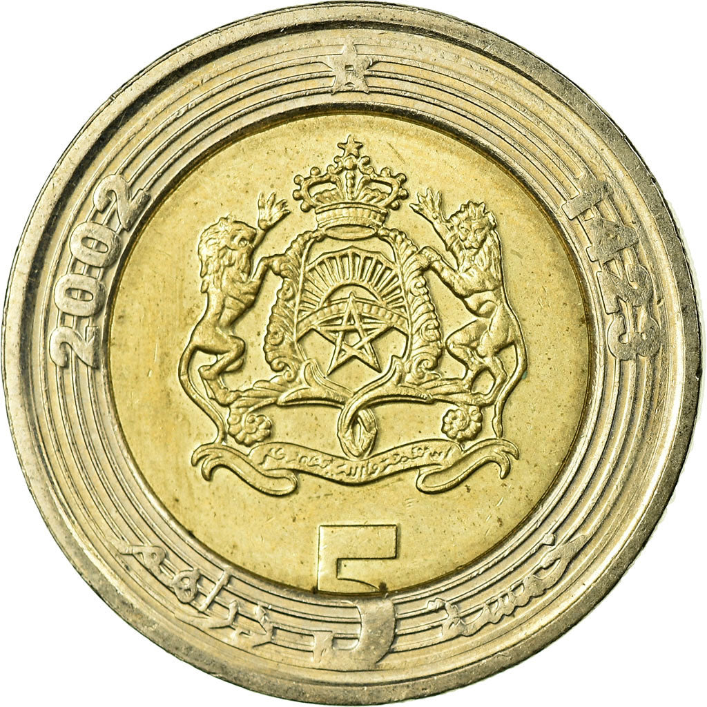 Münze, Marokko, Mohammed VI, 5 Dirhams, 2002, Paris, SS, Bi-Metallic, KM:109