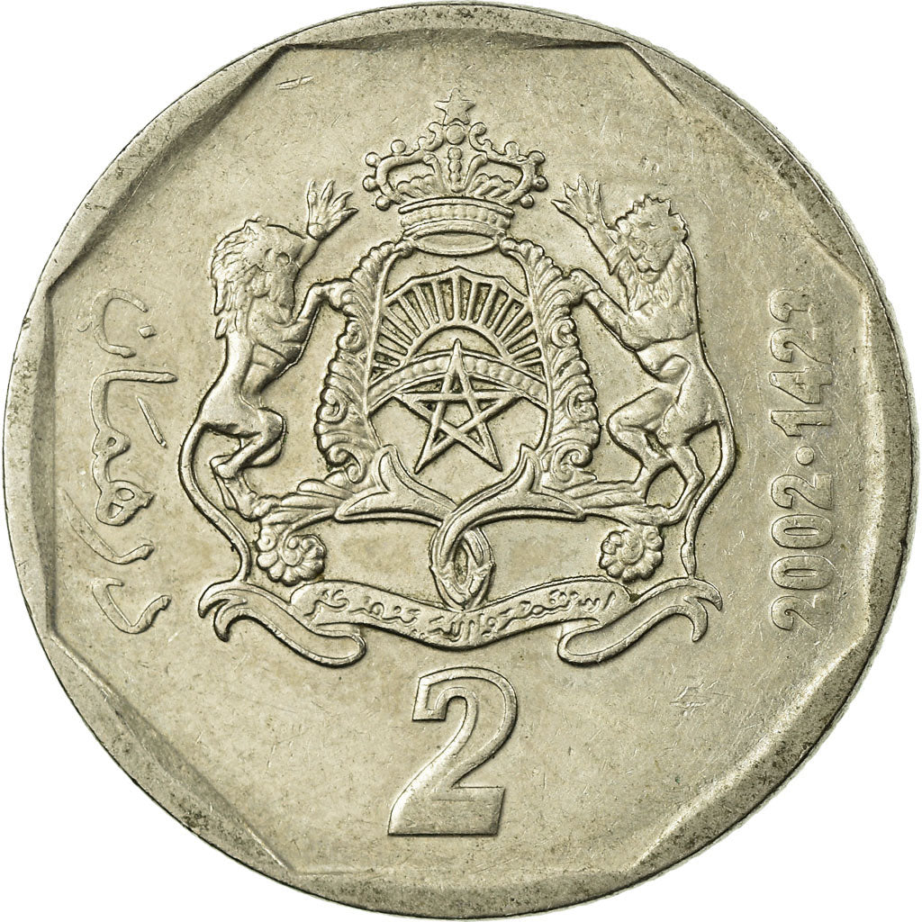 Moneda, Marruecos, Mohammed VI, 2 Dirhams, 2002, Paris, BC+, Cobre - níquel