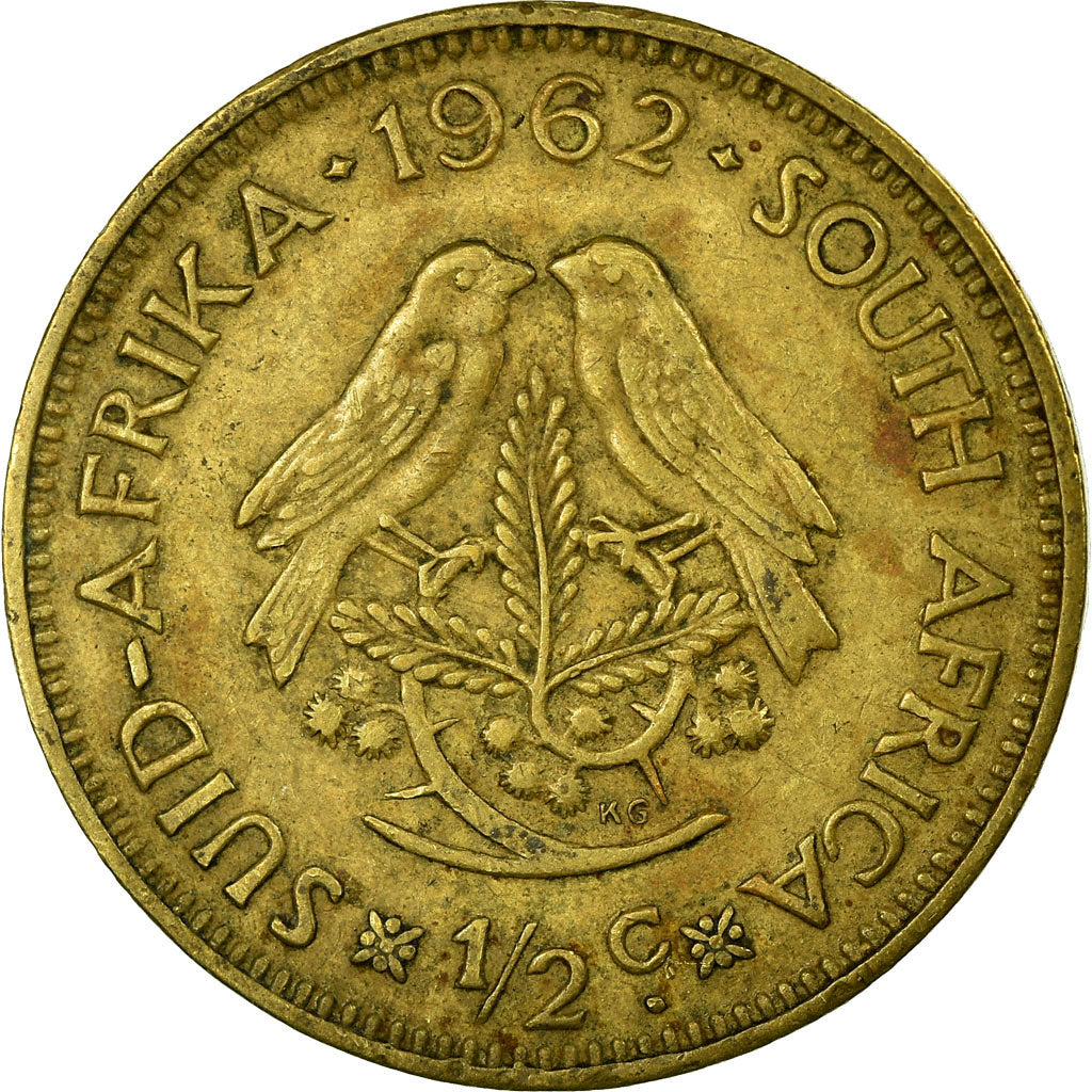 Coin, South Africa, 1/2 Cent, 1962, VF(20-25), Brass, KM:56