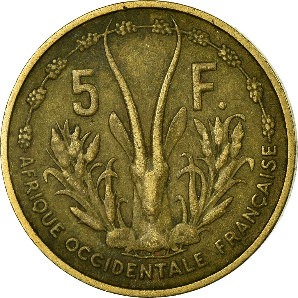 Coin, French West Africa, 5 Francs, 1956, Paris, VF(20-25), Aluminum-Bronze