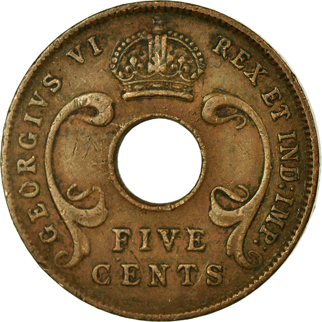 Munten, OOST AFRIKA, George VI, 5 Cents, 1943, FR+, Bronze, KM:25.2