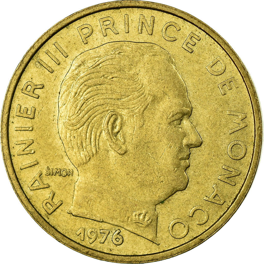Moneta, Monaco, Rainier III, 10 Centimes, 1976, MB+, Alluminio-bronzo, KM:142