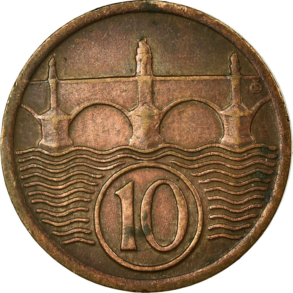 Moneta, Cecoslovacchia, 10 Haleru, 1930, MB+, Bronzo, KM:3
