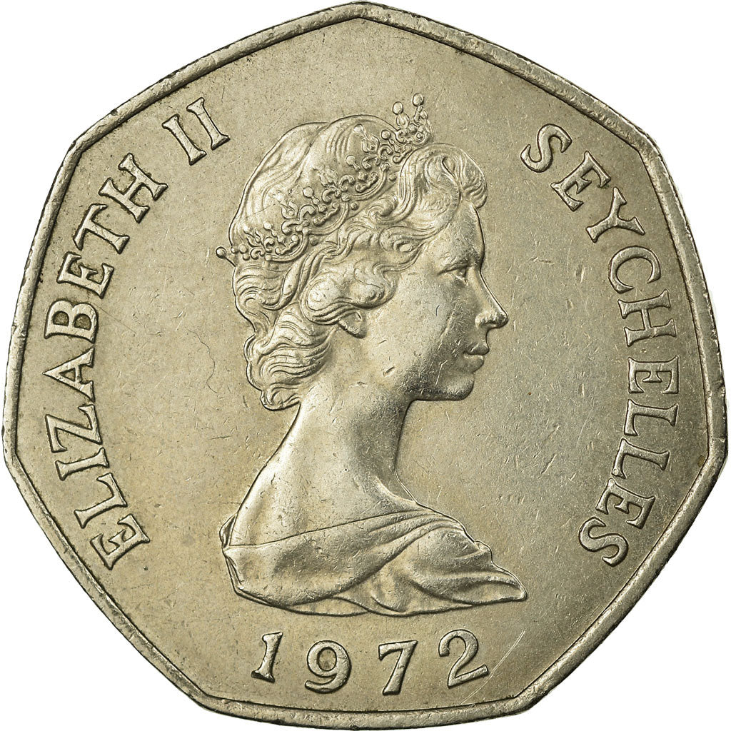 Coin, Seychelles, 5 Rupees, 1972, British Royal Mint, EF(40-45), Copper-nickel