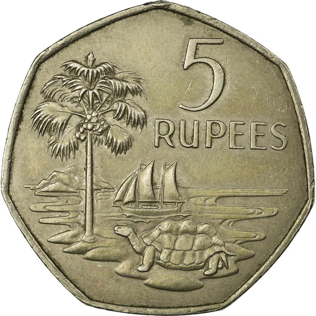 Coin, Seychelles, 5 Rupees, 1972, British Royal Mint, EF(40-45), Copper-nickel
