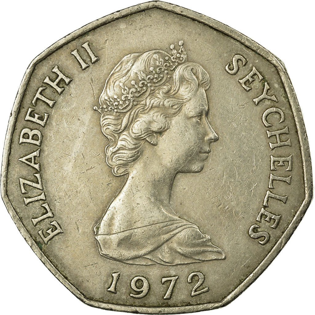 Coin, Seychelles, 5 Rupees, 1972, British Royal Mint, VF(30-35), Copper-nickel