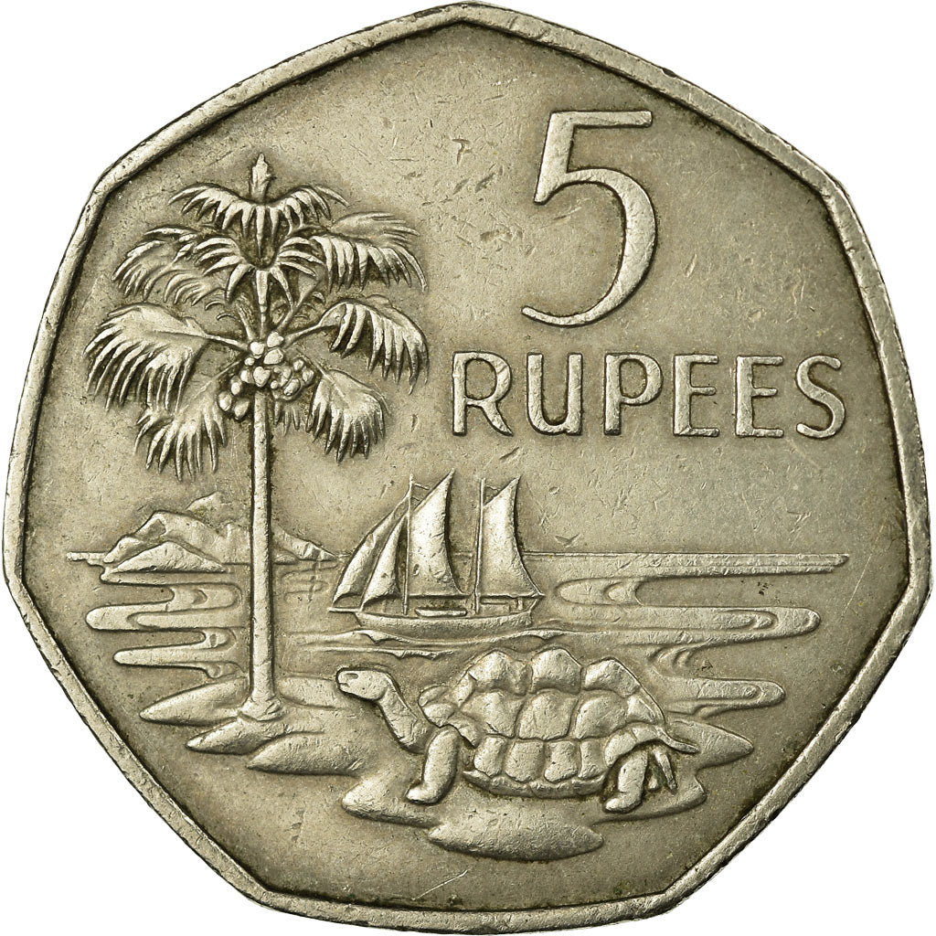 Coin, Seychelles, 5 Rupees, 1972, British Royal Mint, VF(30-35), Copper-nickel