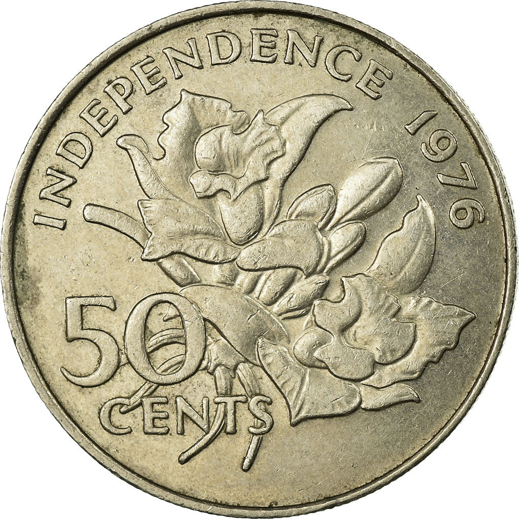 Coin, Seychelles, 50 Cents, 1976, British Royal Mint, EF(40-45), Copper-nickel