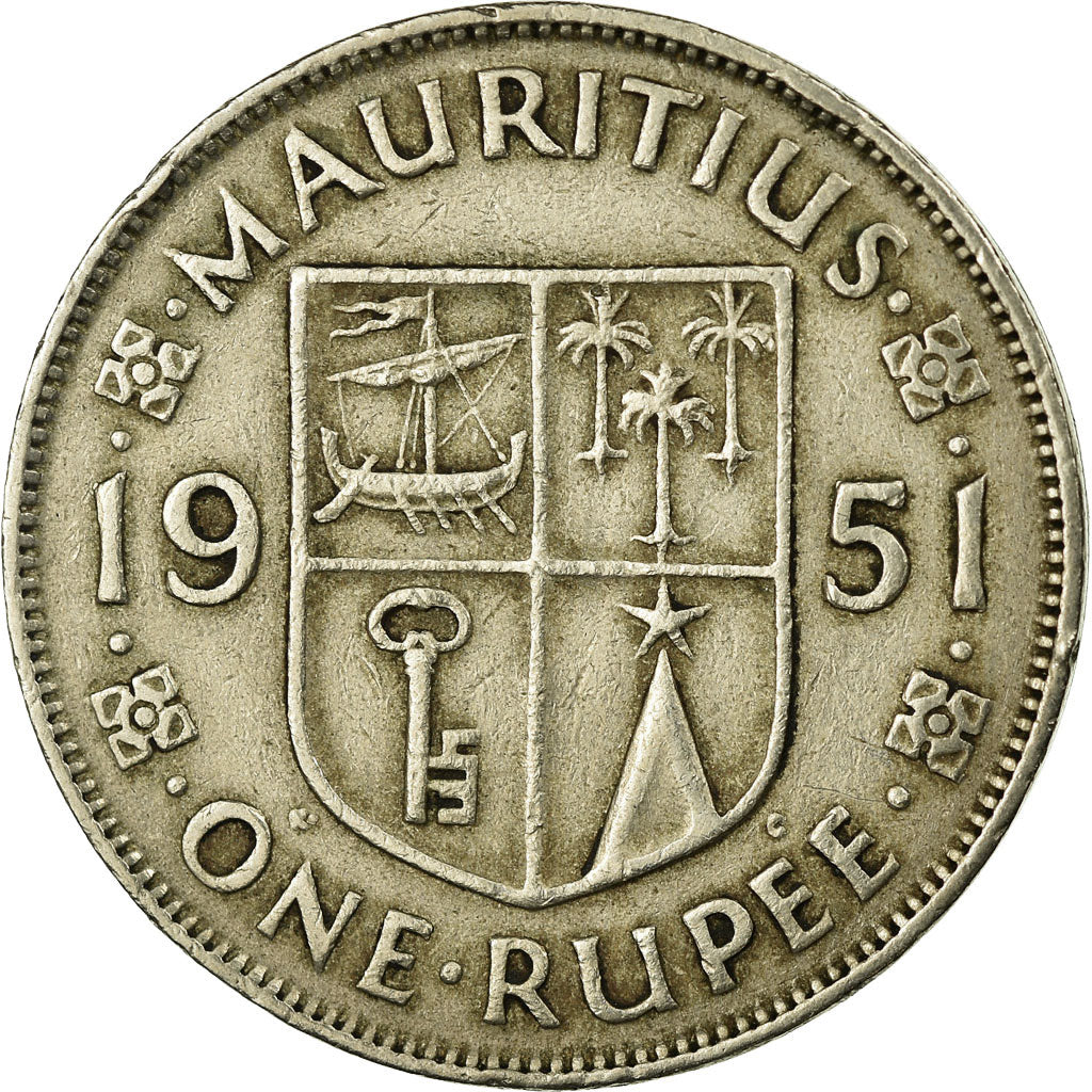 Coin, Mauritius, George VI, Rupee, 1951, VF(30-35), Copper-nickel, KM:29.1