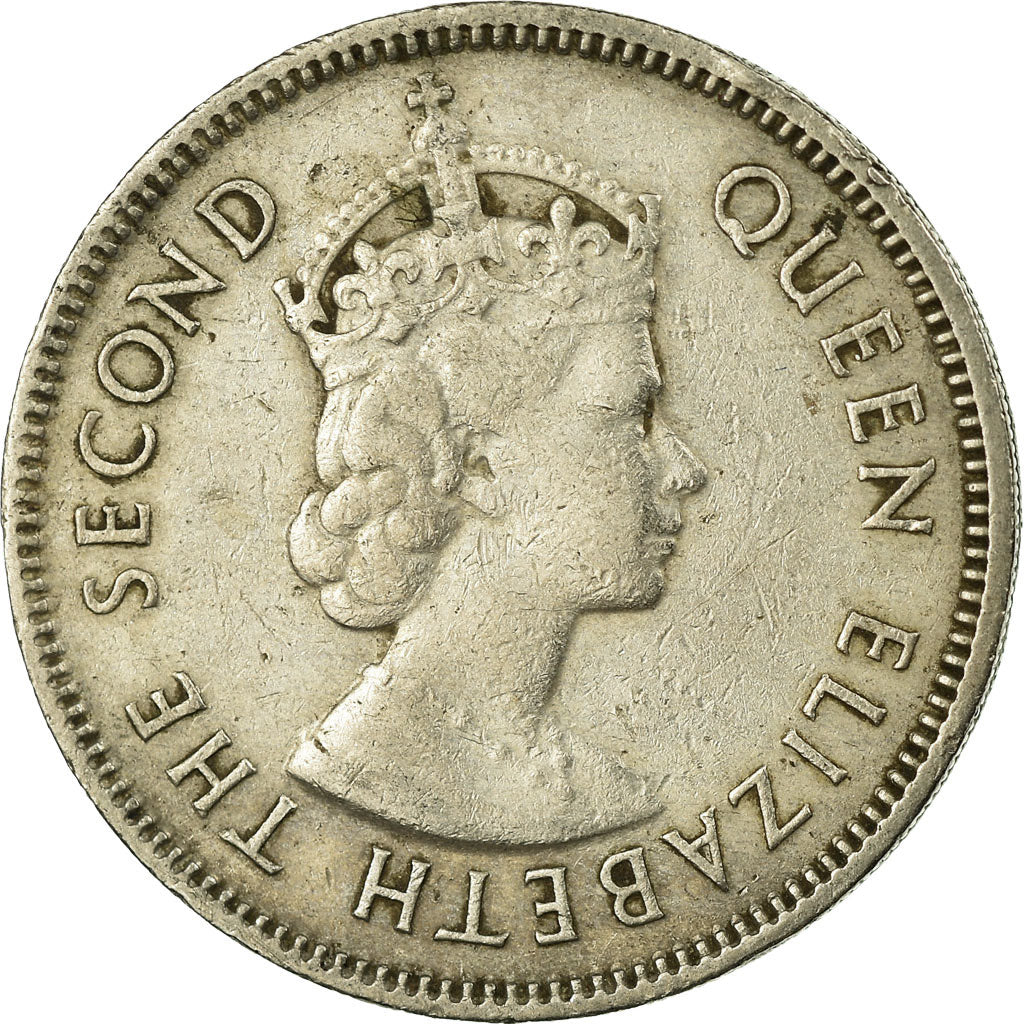 Coin, Mauritius, Elizabeth II, 1/2 Rupee, 1971, VF(30-35), Copper-nickel