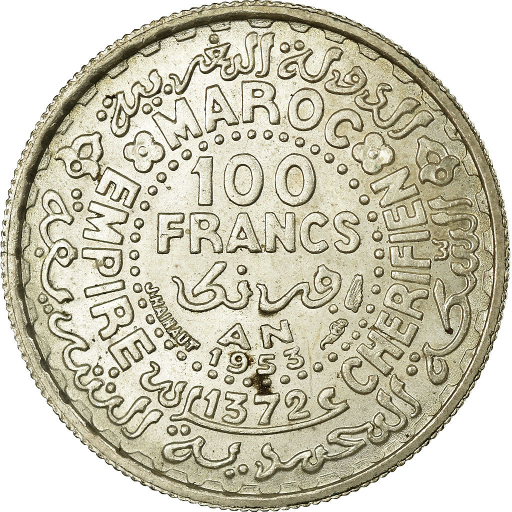 Monnaie, Maroc, Mohammed V, 100 Francs, 1953, Paris, TB+, Argent, KM:52