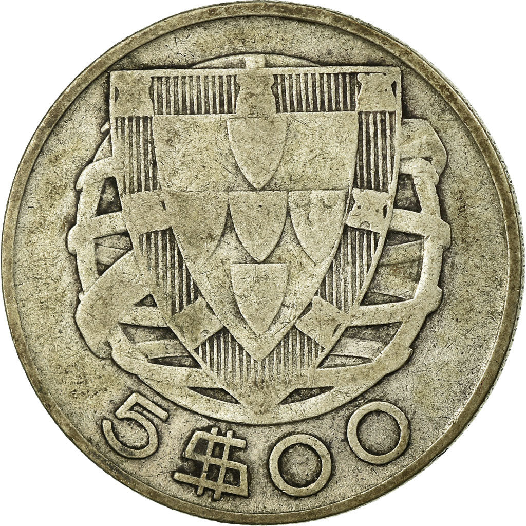 Coin, Portugal, 5 Escudos, 1934, VF(30-35), Silver, KM:581
