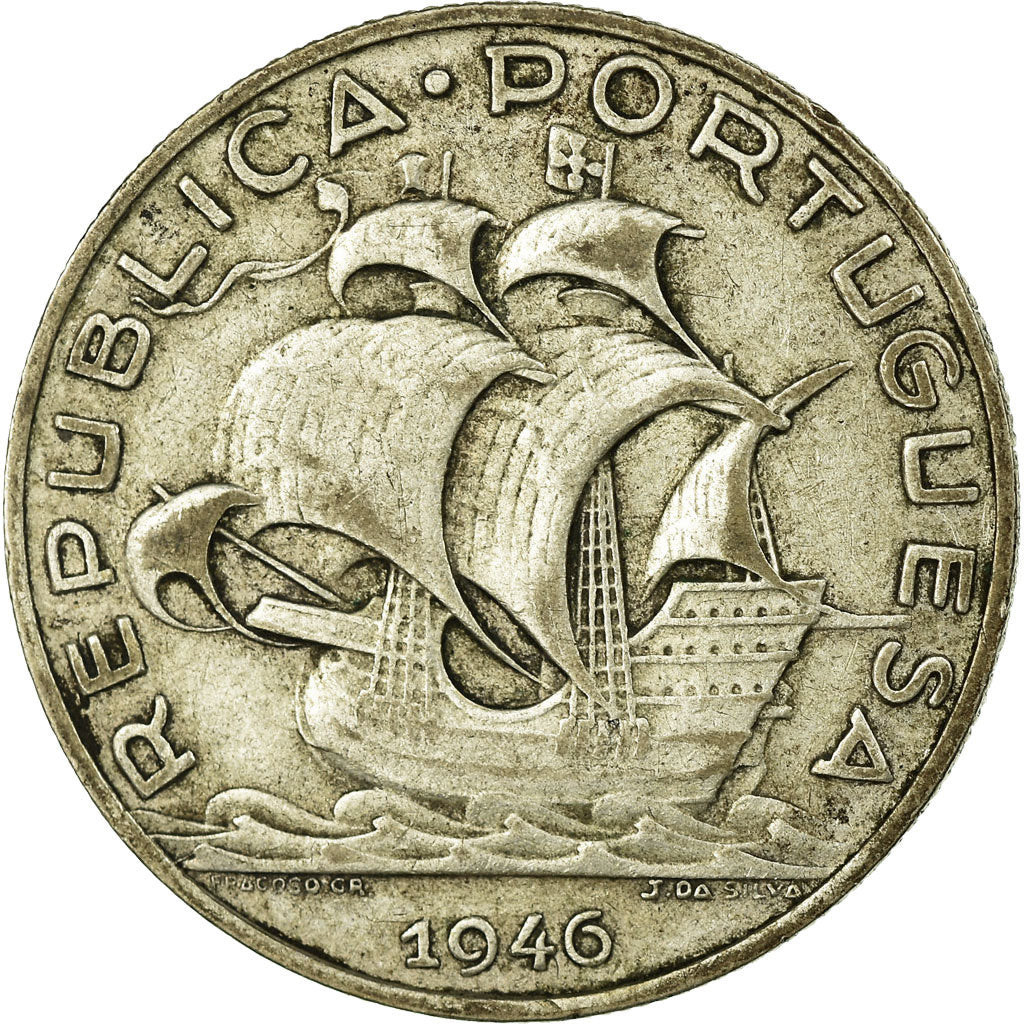 Coin, Portugal, 5 Escudos, 1946, VF(30-35), Silver, KM:581