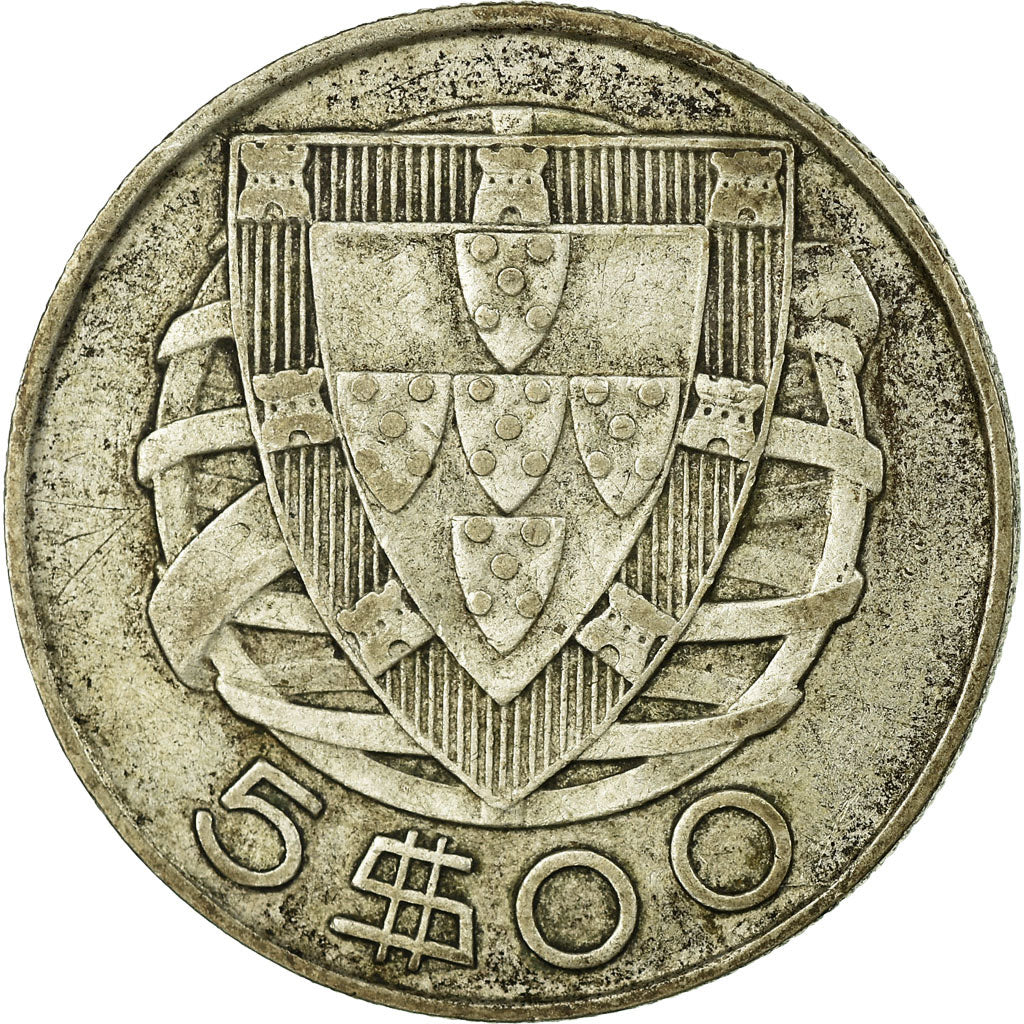 Coin, Portugal, 5 Escudos, 1946, VF(30-35), Silver, KM:581