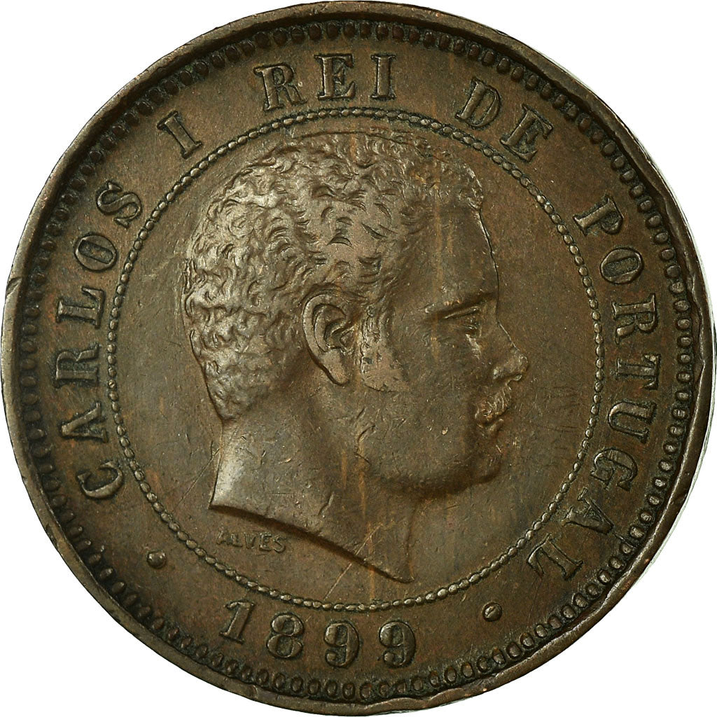 Moneta, Portogallo, Carlos I, 5 Reis, 1899, MB+, Bronzo, KM:530