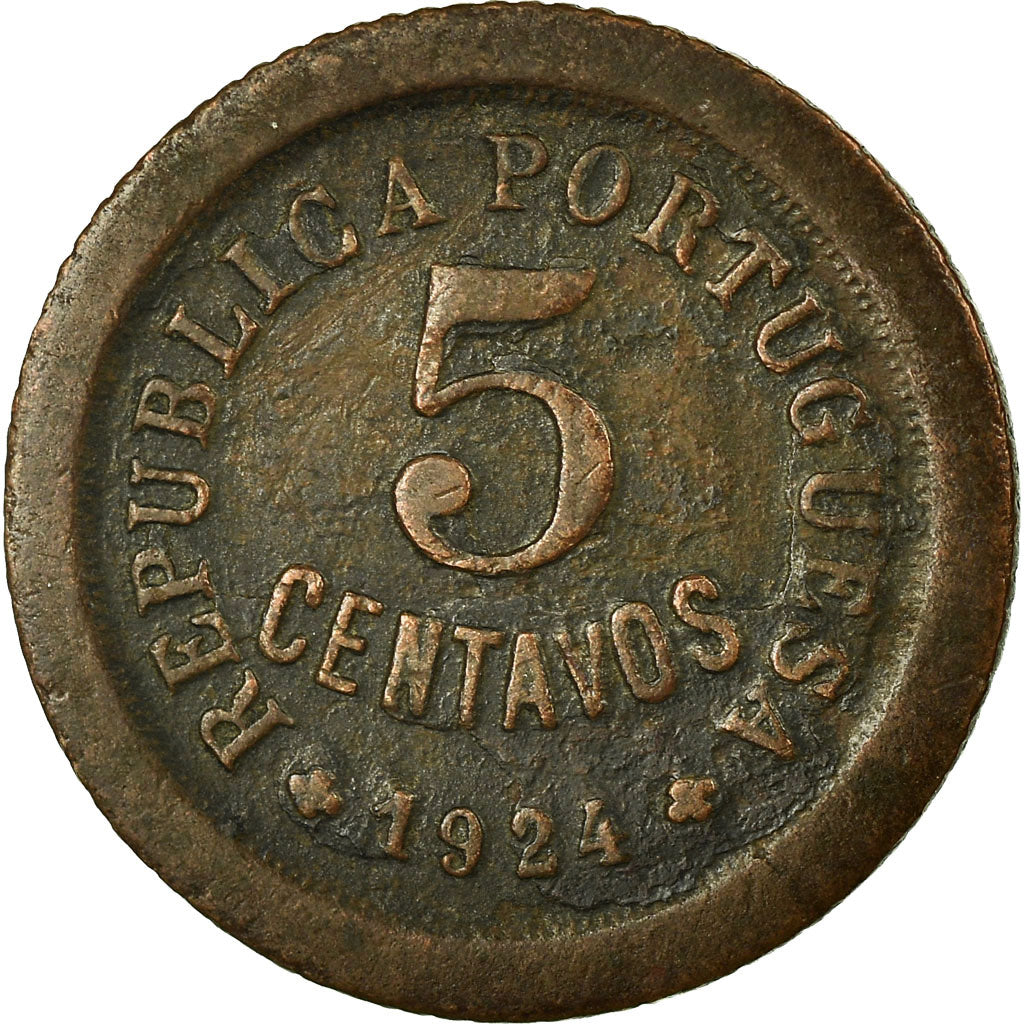 Coin, Portugal, 5 Centavos, 1924, VF(30-35), Bronze, KM:572