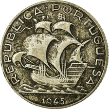 Moeda, Portugal, 2-1/2 Escudos, 1945, VF(20-25), Prata, KM:580