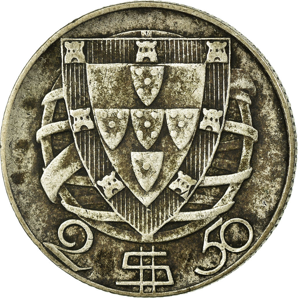 Moeda, Portugal, 2-1/2 Escudos, 1945, VF(20-25), Prata, KM:580