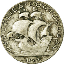 Coin, Portugal, 2-1/2 Escudos, 1947, VF(30-35), Silver, KM:580