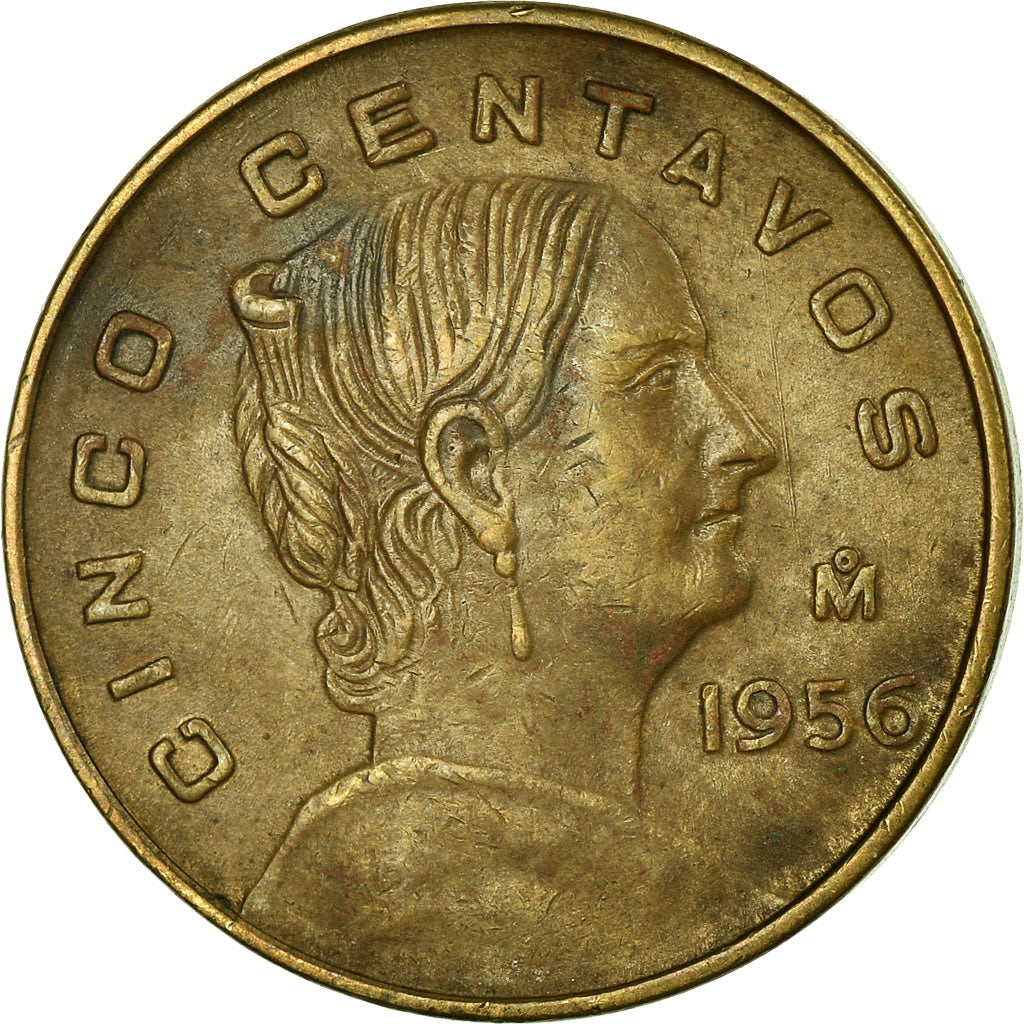 Moeda, México, 5 Centavos, 1956, Mexico City, VF(30-35), Latão, KM:426
