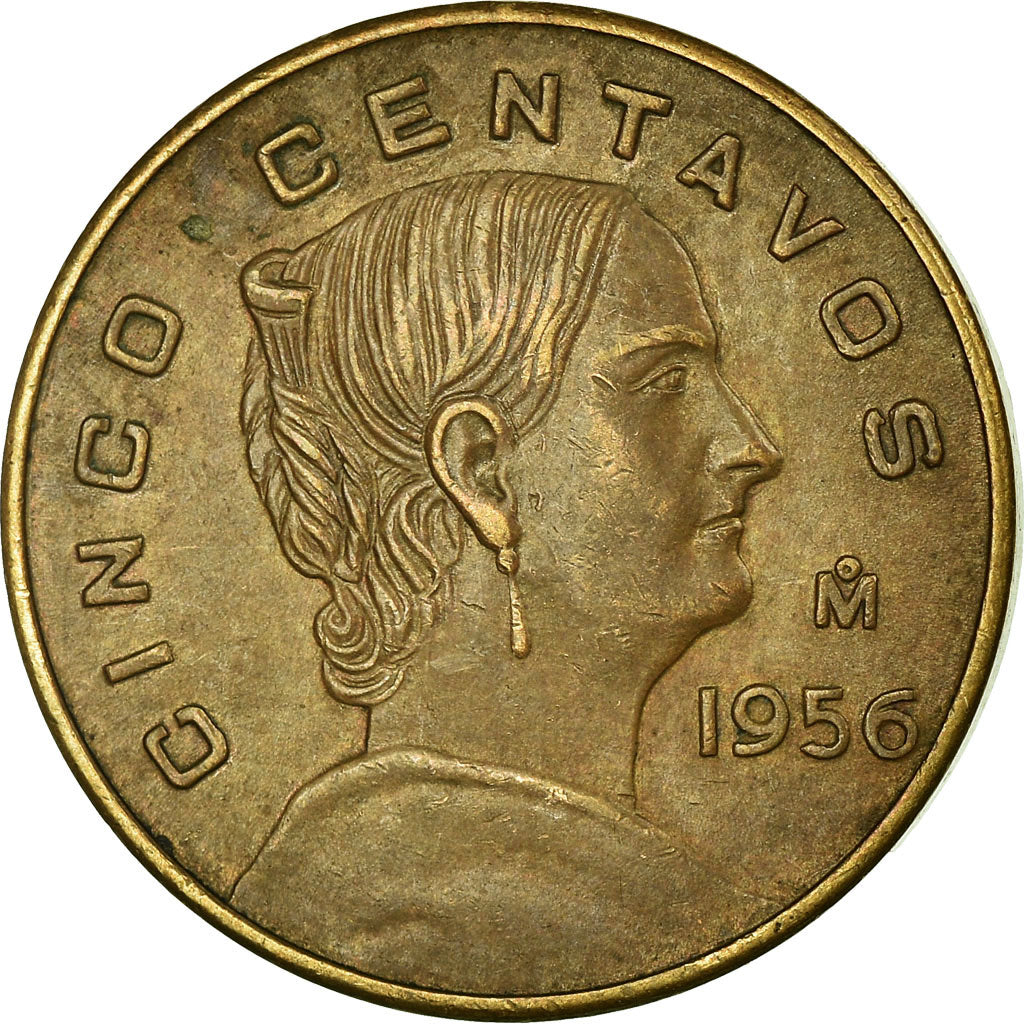 Coin, Mexico, 5 Centavos, 1956, Mexico City, EF(40-45), Brass, KM:426