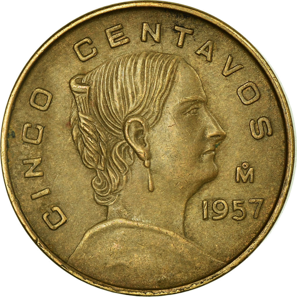 Coin, Mexico, 5 Centavos, 1957, Mexico City, EF(40-45), Brass, KM:426