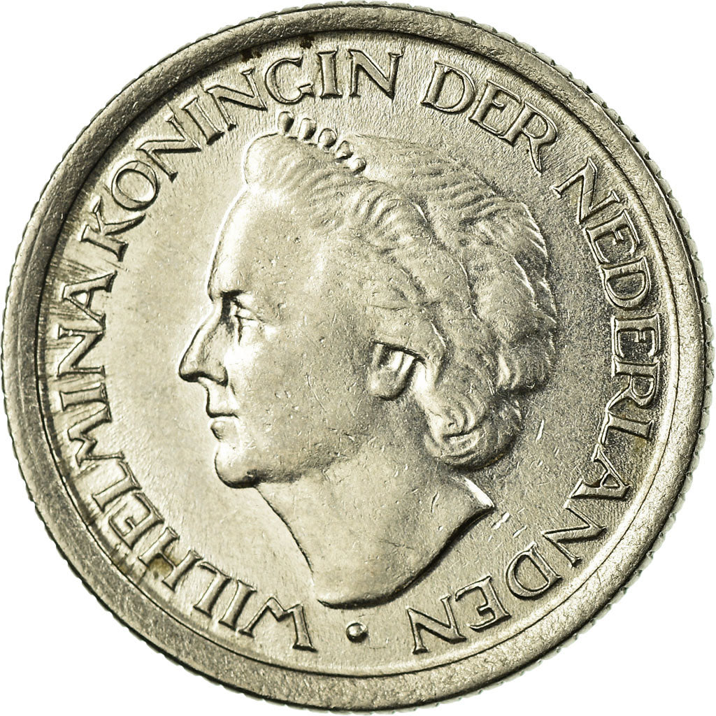 Coin, Netherlands, Wilhelmina I, 25 Cents, 1948, EF(40-45), Nickel, KM:178