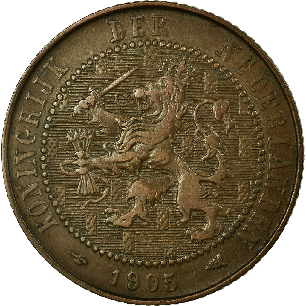 Coin, Netherlands, Wilhelmina I, 2-1/2 Cent, 1905, VF(30-35), Bronze, KM:134