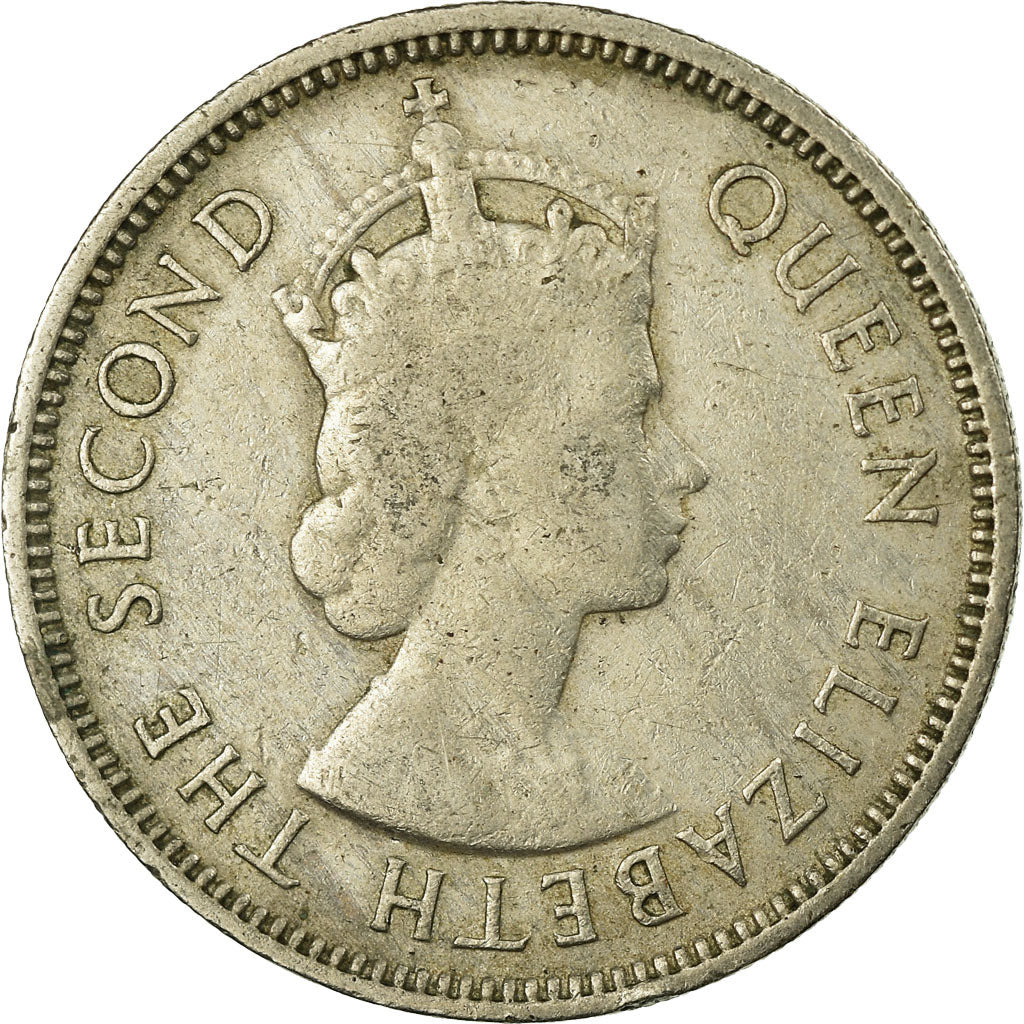 Coin, Seychelles, 1/2 Rupee, 1970, British Royal Mint, VF(30-35), Copper-nickel