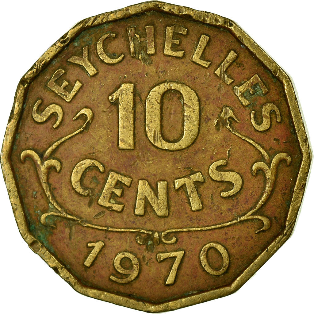 Münze, Seychelles, 10 Cents, 1970, British Royal Mint, S, Nickel-brass, KM:10