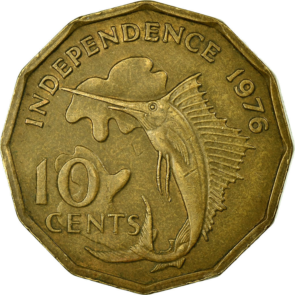 Coin, Seychelles, 10 Cents, 1976, British Royal Mint, VF(30-35), Nickel-brass
