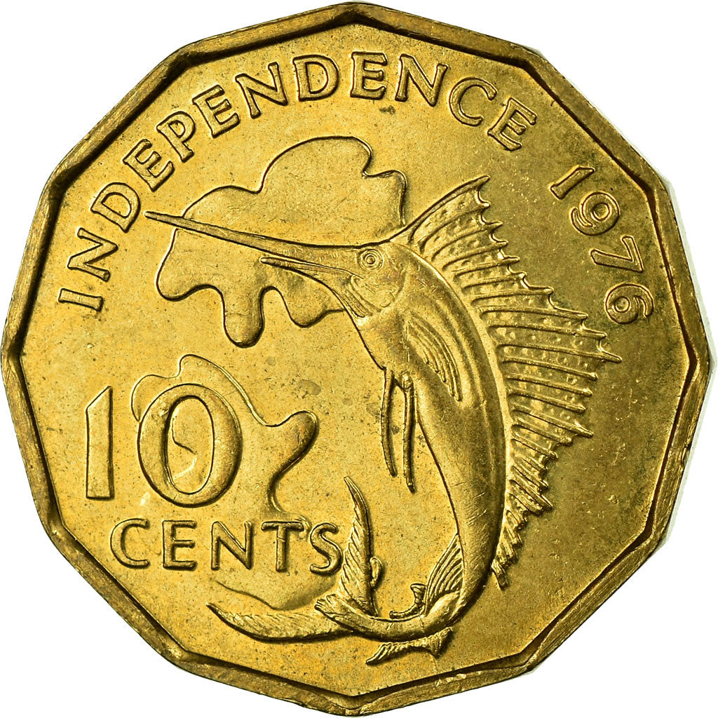 Monnaie, Seychelles, 10 Cents, 1976, British Royal Mint, TTB, Nickel-brass