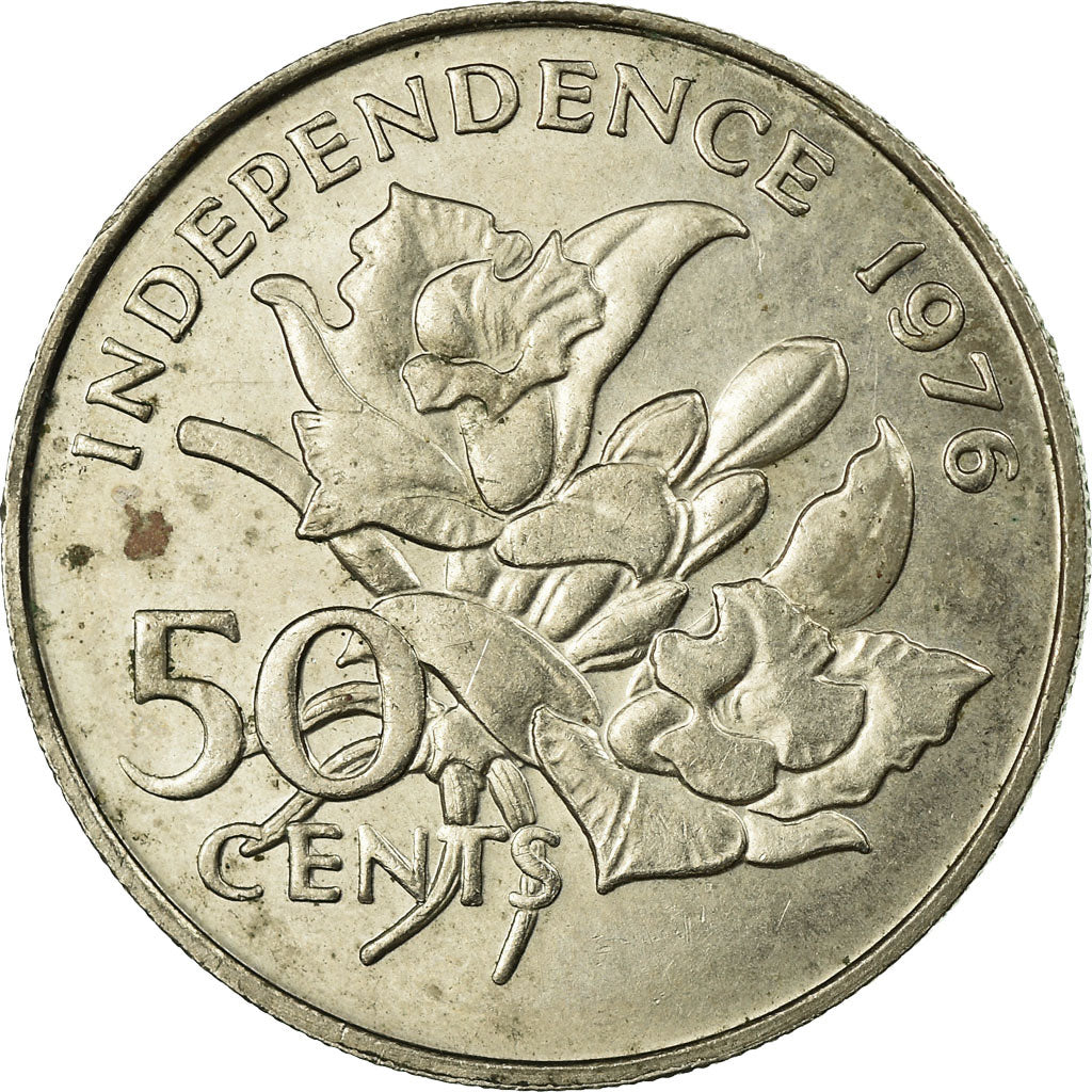 Coin, Seychelles, 50 Cents, 1976, British Royal Mint, VF(30-35), Copper-nickel