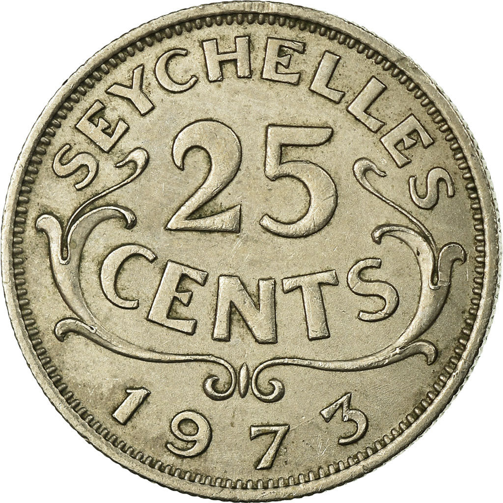 Coin, Seychelles, 25 Cents, 1973, British Royal Mint, EF(40-45), Copper-nickel