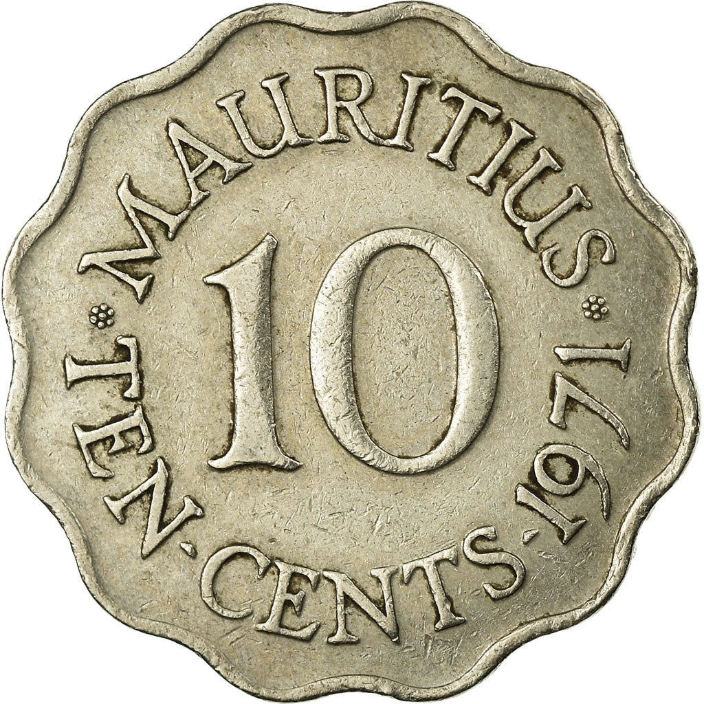 Coin, Mauritius, Elizabeth II, 10 Cents, 1971, VF(30-35), Copper-nickel, KM:33