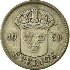 Coin, Sweden, Gustaf V, 25 Öre, 1938, VF(30-35), Silver, KM:785