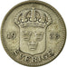 Coin, Sweden, Gustaf V, 25 Öre, 1938, VF(30-35), Silver, KM:785