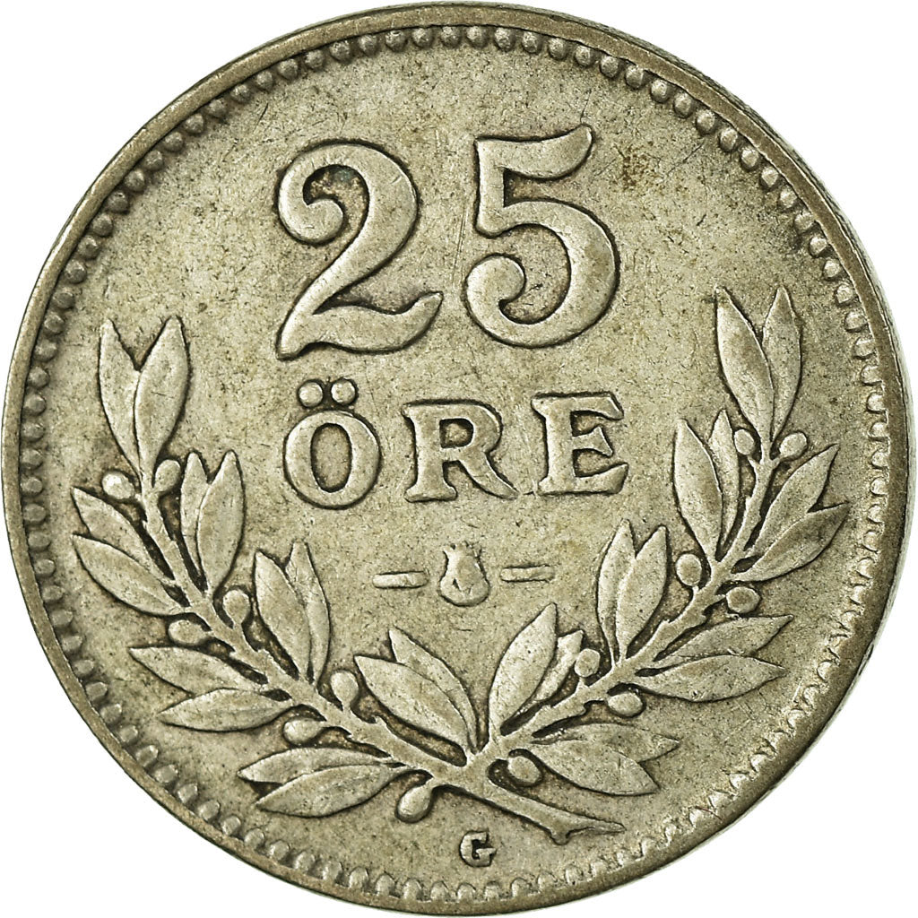 Coin, Sweden, Gustaf V, 25 Öre, 1938, VF(30-35), Silver, KM:785