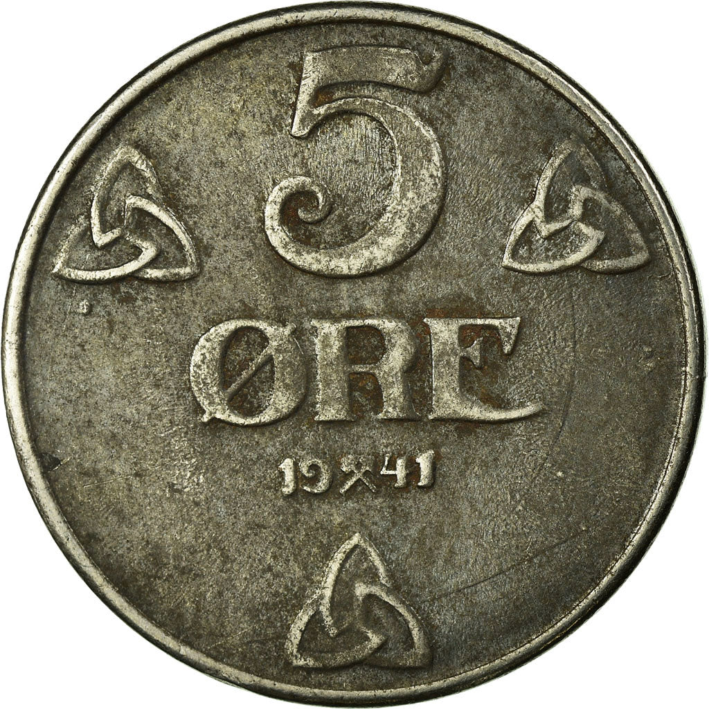 Coin, Norway, Haakon VII, 5 Öre, 1941, VF(20-25), Iron, KM:388