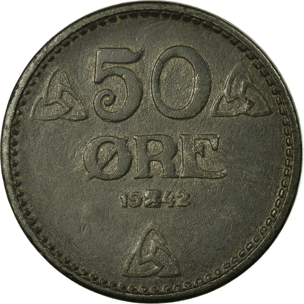 Coin, Norway, Haakon VII, 50 Öre, 1942, VF(30-35), Zinc, KM:390