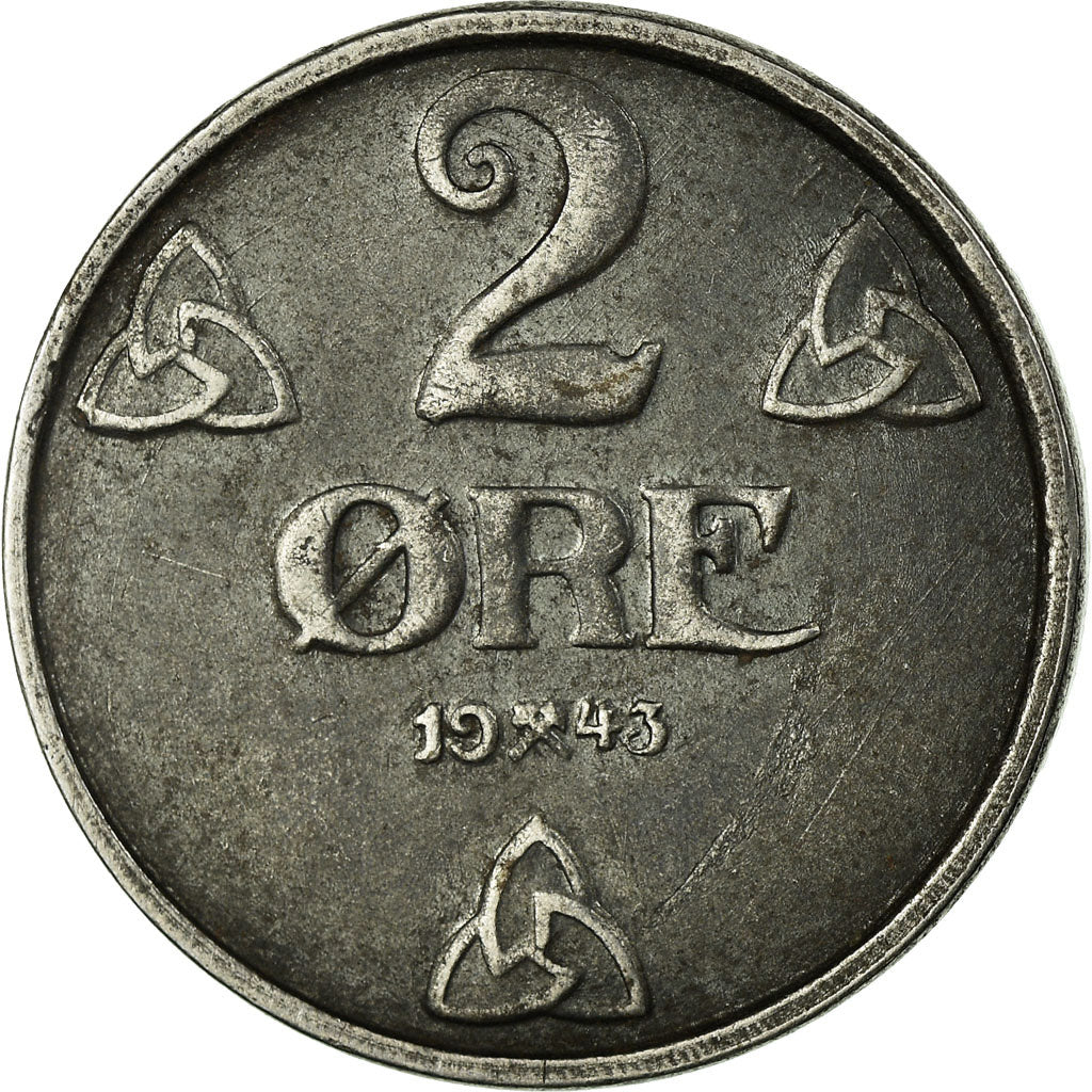Coin, Norway, Haakon VII, 2 Öre, 1943, VF(30-35), Iron, KM:394