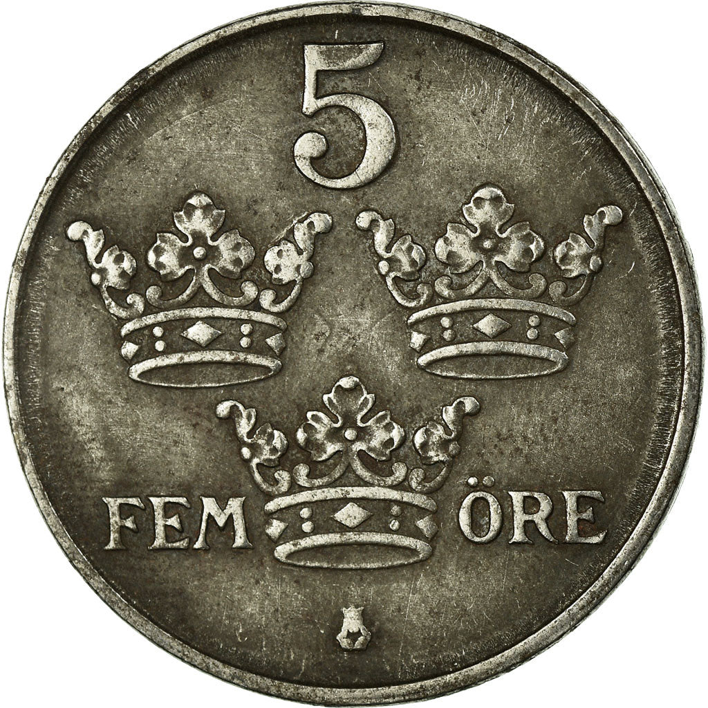 Coin, Sweden, Gustaf V, 5 Öre, 1945, VF(30-35), Iron, KM:812