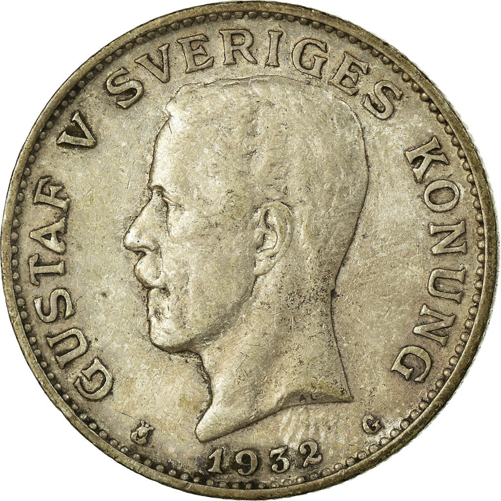 Coin, Sweden, Gustaf V, Krona, 1932, VF(30-35), Silver, KM:786.2